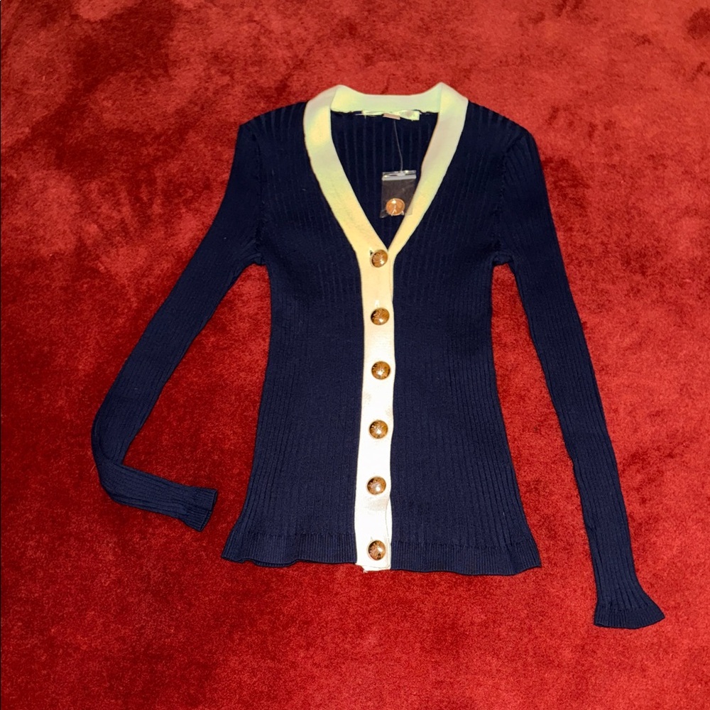 Liz Claiborne Navy & Boston Proper Cream Knit Cardigan Sale 2 for 1 Price - Picture 5 of 6